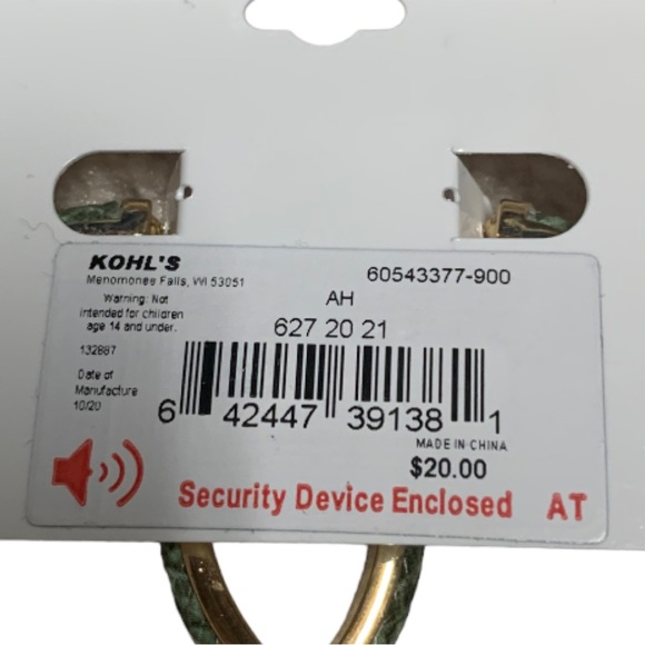 Nine West Womens Green Snake Skin Patterned Kylie Big Hoop Earrings Wife Gift - Picture 5 of 6